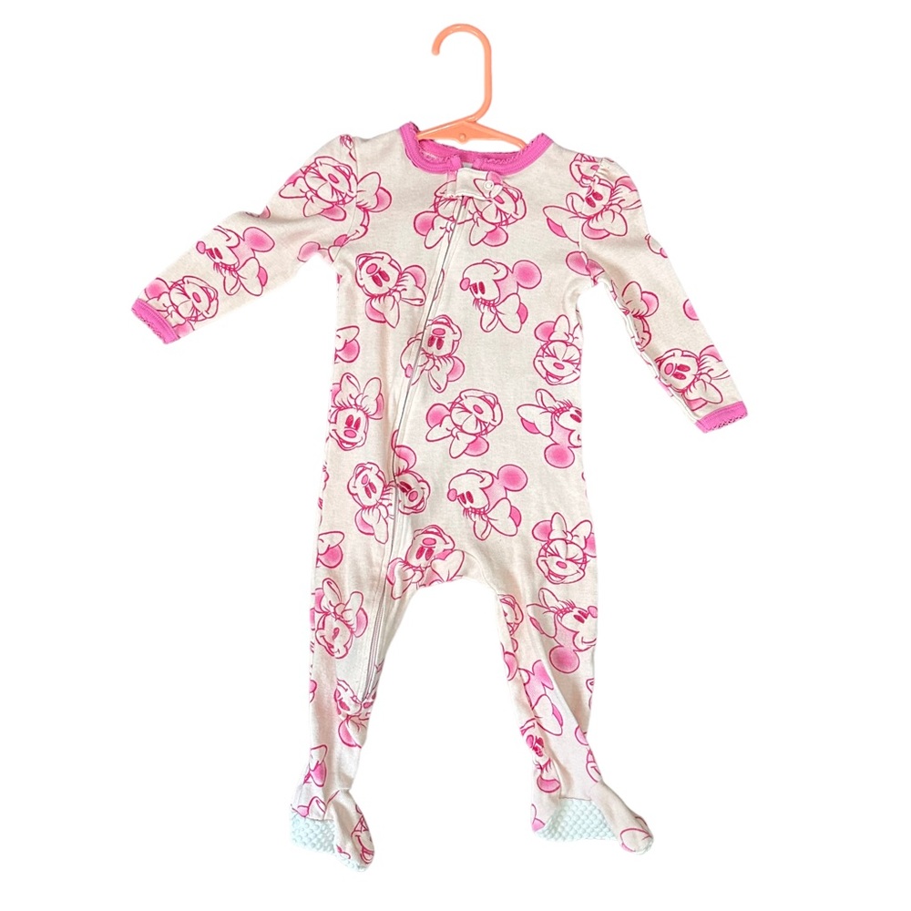 Disney footsie girls 12 months full zip Minnie Mouse Disney pink white color